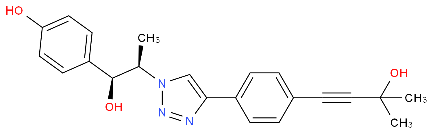 4-((1S*,2R*)-1-hydroxy-2-{4-[4-(3-hydroxy-3-methylbut-1-yn-1-yl)phenyl]-1H-1,2,3-triazol-1-yl}propyl)phenol_Molecular_structure_CAS_)