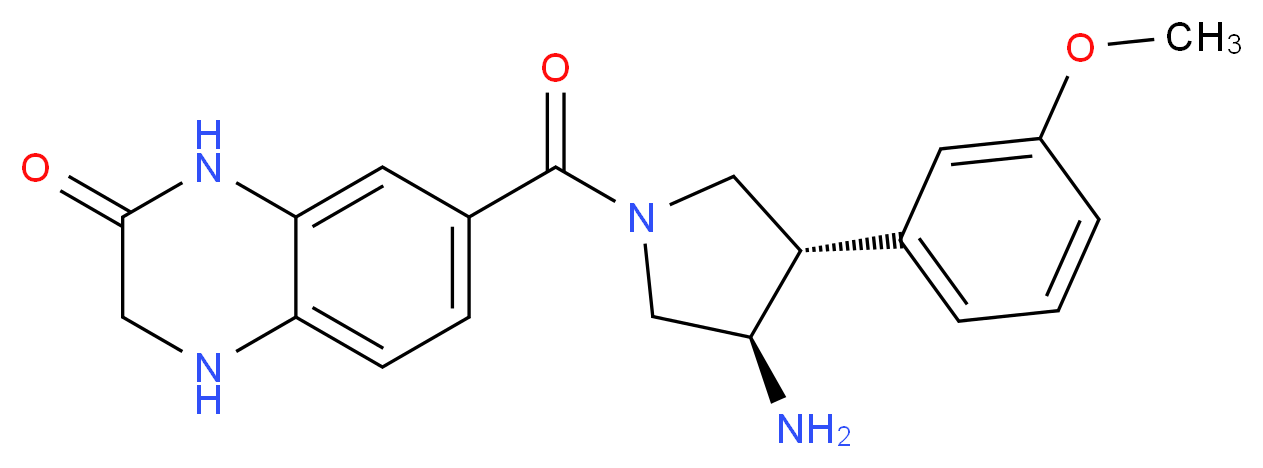 7-{[(3R*,4S*)-3-amino-4-(3-methoxyphenyl)pyrrolidin-1-yl]carbonyl}-3,4-dihydroquinoxalin-2(1H)-one_Molecular_structure_CAS_)