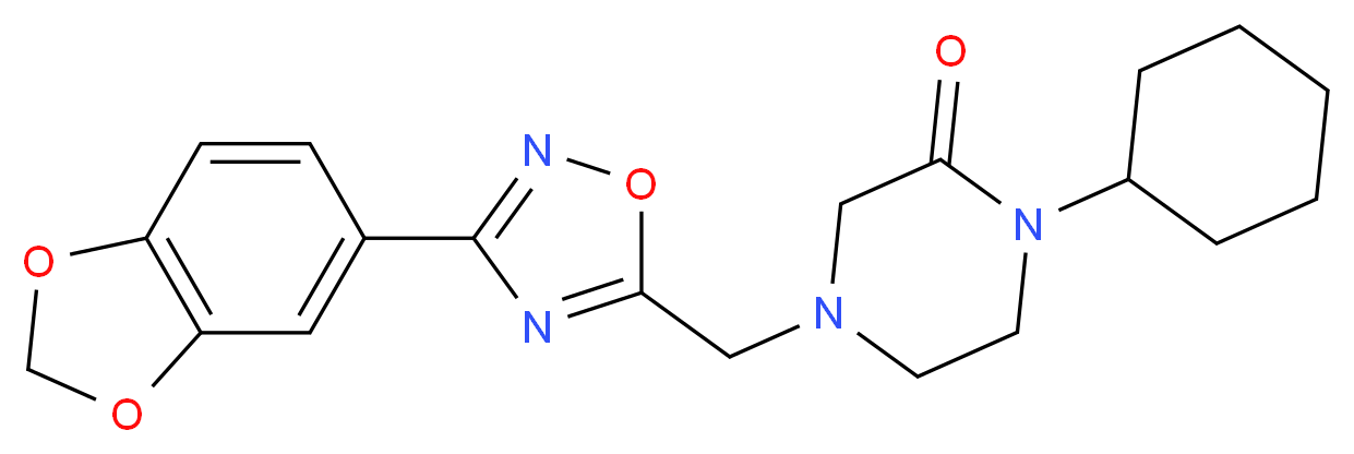 4-{[3-(1,3-benzodioxol-5-yl)-1,2,4-oxadiazol-5-yl]methyl}-1-cyclohexyl-2-piperazinone_Molecular_structure_CAS_)
