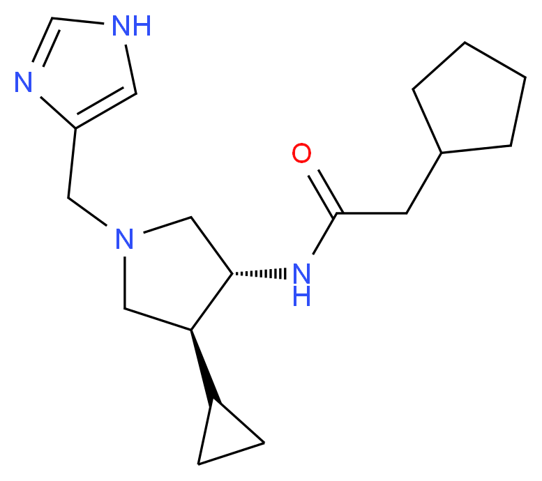 2-cyclopentyl-N-[(3R*,4S*)-4-cyclopropyl-1-(1H-imidazol-4-ylmethyl)-3-pyrrolidinyl]acetamide_Molecular_structure_CAS_)