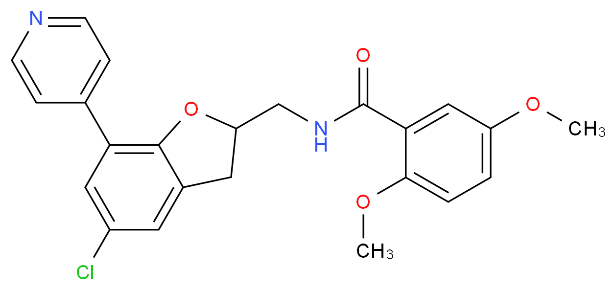 N-{[5-chloro-7-(4-pyridinyl)-2,3-dihydro-1-benzofuran-2-yl]methyl}-2,5-dimethoxybenzamide_Molecular_structure_CAS_)