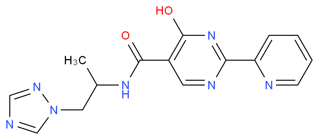 4-hydroxy-N-[1-methyl-2-(1H-1,2,4-triazol-1-yl)ethyl]-2-pyridin-2-ylpyrimidine-5-carboxamide_Molecular_structure_CAS_)