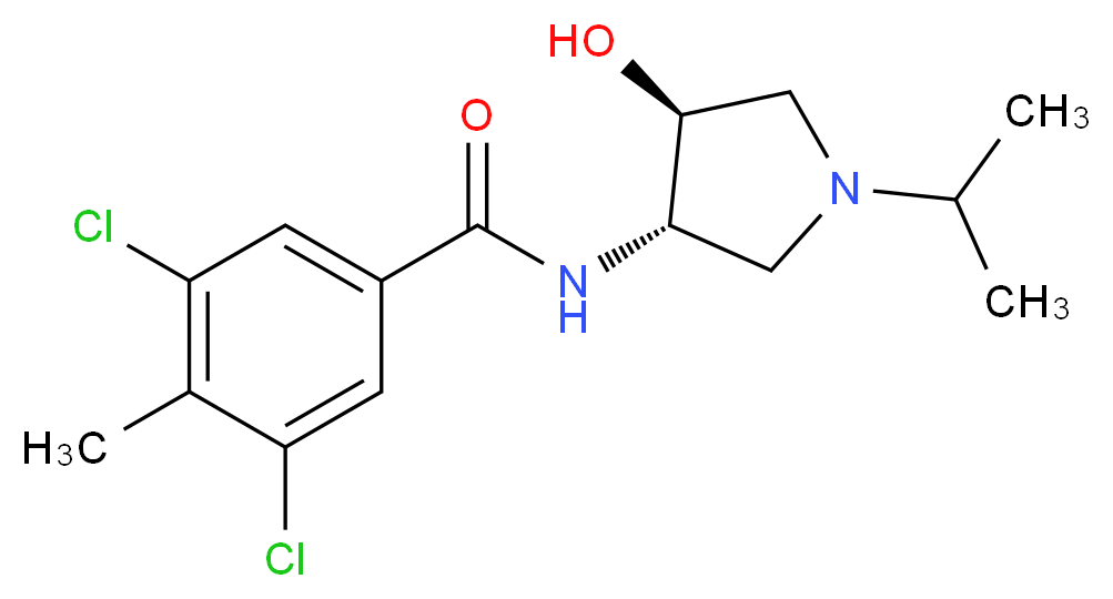 3,5-dichloro-N-[(3S*,4S*)-4-hydroxy-1-isopropyl-3-pyrrolidinyl]-4-methylbenzamide_Molecular_structure_CAS_)