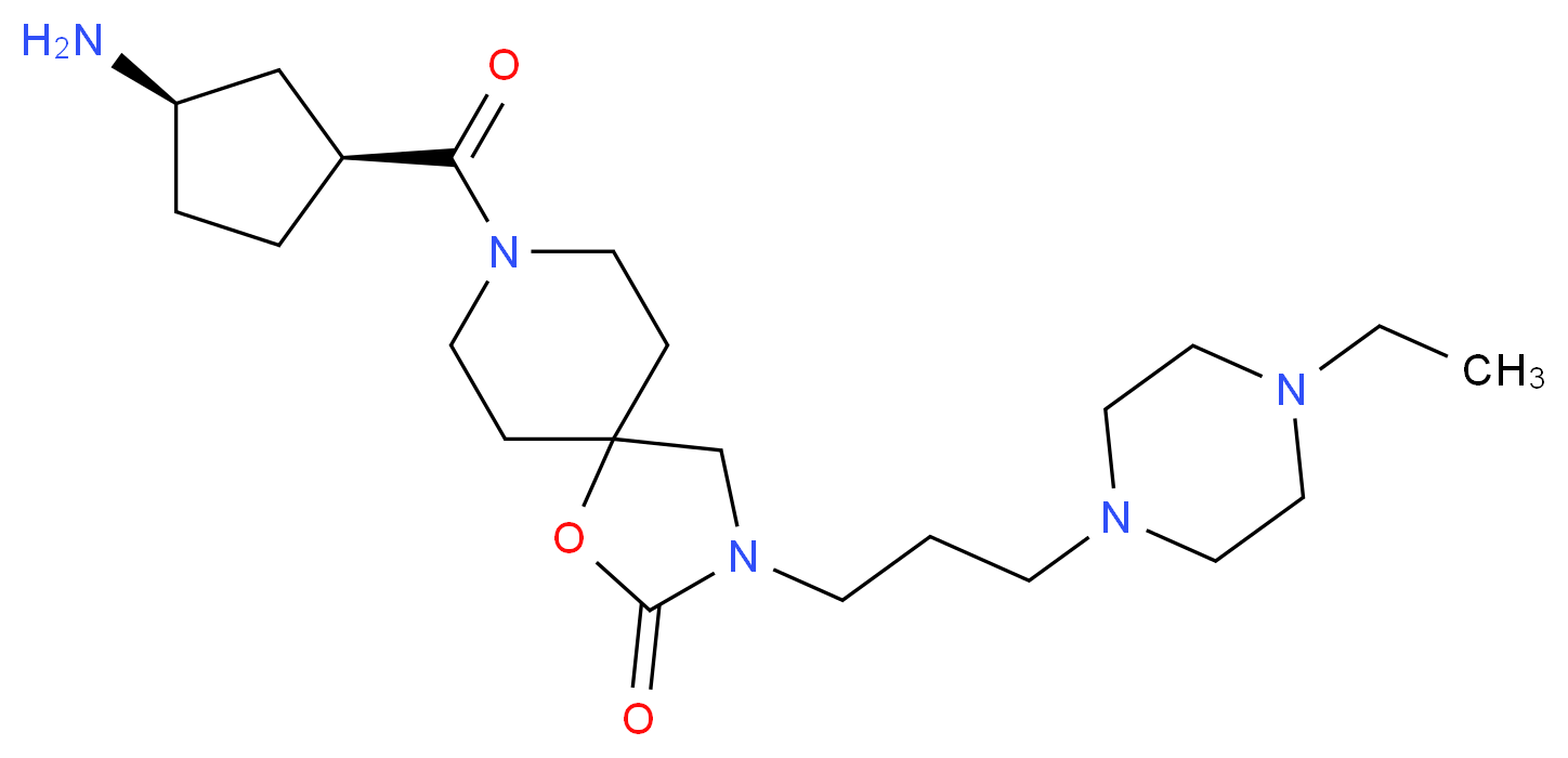 8-{[(1S*,3R*)-3-aminocyclopentyl]carbonyl}-3-[3-(4-ethylpiperazin-1-yl)propyl]-1-oxa-3,8-diazaspiro[4.5]decan-2-one_Molecular_structure_CAS_)