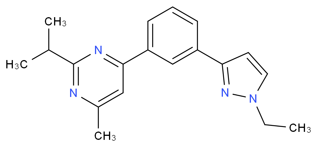 4-[3-(1-ethyl-1H-pyrazol-3-yl)phenyl]-2-isopropyl-6-methylpyrimidine_Molecular_structure_CAS_)