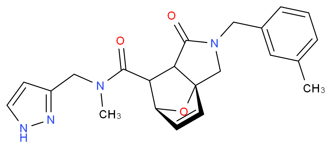 (3aR*,6S*)-N-methyl-2-(3-methylbenzyl)-1-oxo-N-(1H-pyrazol-3-ylmethyl)-1,2,3,6,7,7a-hexahydro-3a,6-epoxyisoindole-7-carboxamide_Molecular_structure_CAS_)