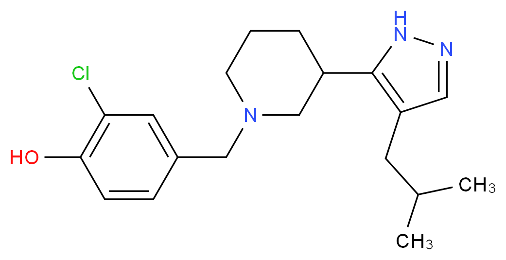 2-chloro-4-{[3-(4-isobutyl-1H-pyrazol-5-yl)-1-piperidinyl]methyl}phenol_Molecular_structure_CAS_)