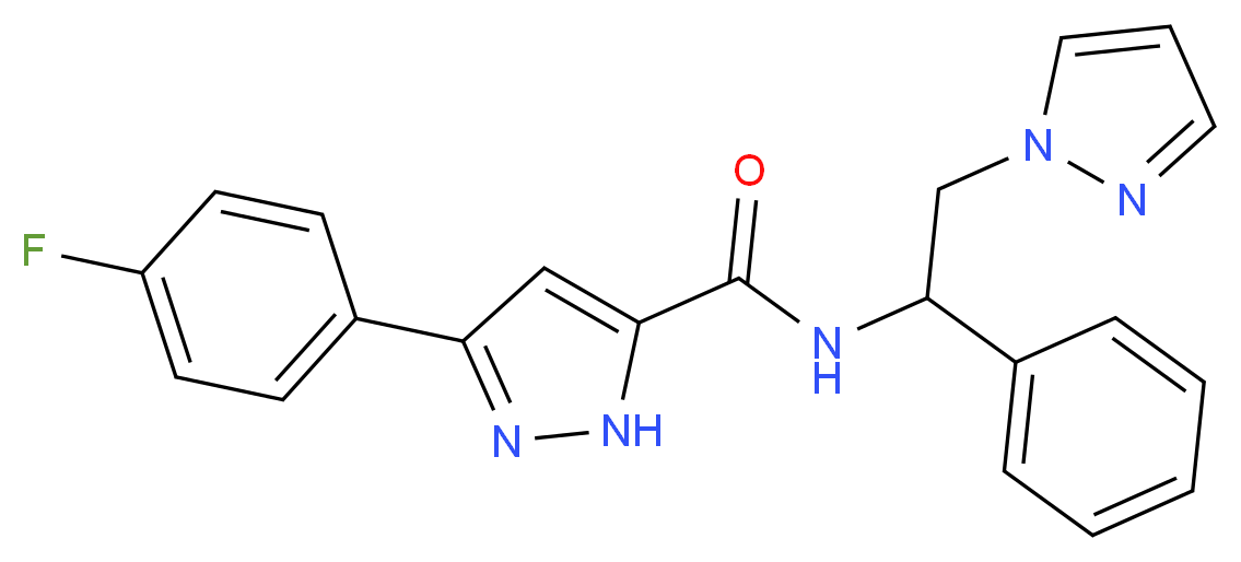 3-(4-fluorophenyl)-N-[1-phenyl-2-(1H-pyrazol-1-yl)ethyl]-1H-pyrazole-5-carboxamide_Molecular_structure_CAS_)