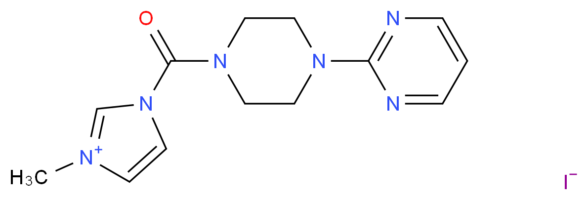 3-methyl-1-[(4-pyrimidin-2-ylpiperazin-1-yl)carbonyl]-1H-imidazol-3-ium iodide_Molecular_structure_CAS_)