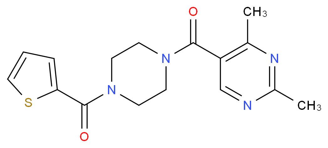 2,4-dimethyl-5-{[4-(2-thienylcarbonyl)-1-piperazinyl]carbonyl}pyrimidine_Molecular_structure_CAS_)