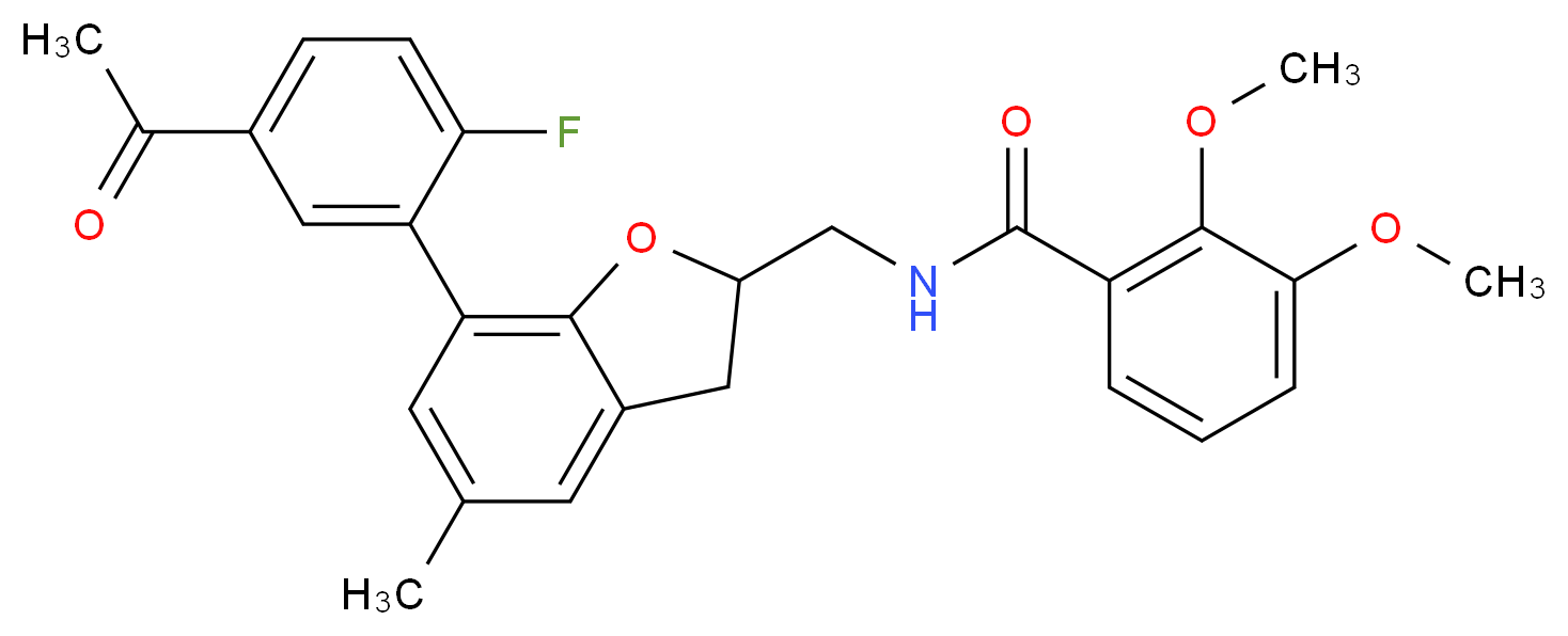N-{[7-(5-acetyl-2-fluorophenyl)-5-methyl-2,3-dihydro-1-benzofuran-2-yl]methyl}-2,3-dimethoxybenzamide_Molecular_structure_CAS_)
