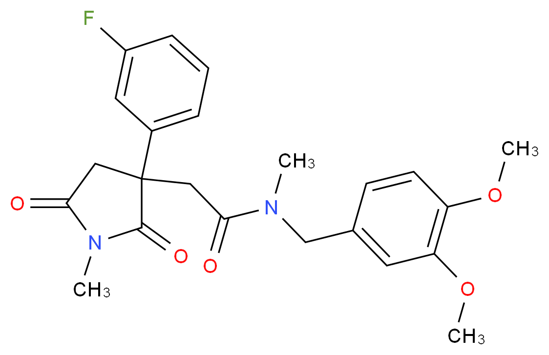 N-(3,4-dimethoxybenzyl)-2-[3-(3-fluorophenyl)-1-methyl-2,5-dioxo-3-pyrrolidinyl]-N-methylacetamide_Molecular_structure_CAS_)