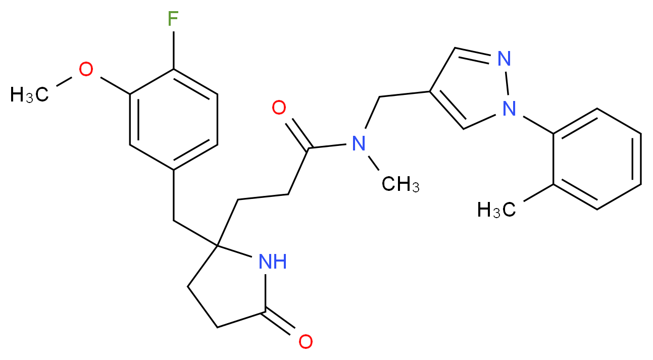 3-[2-(4-fluoro-3-methoxybenzyl)-5-oxo-2-pyrrolidinyl]-N-methyl-N-{[1-(2-methylphenyl)-1H-pyrazol-4-yl]methyl}propanamide_Molecular_structure_CAS_)
