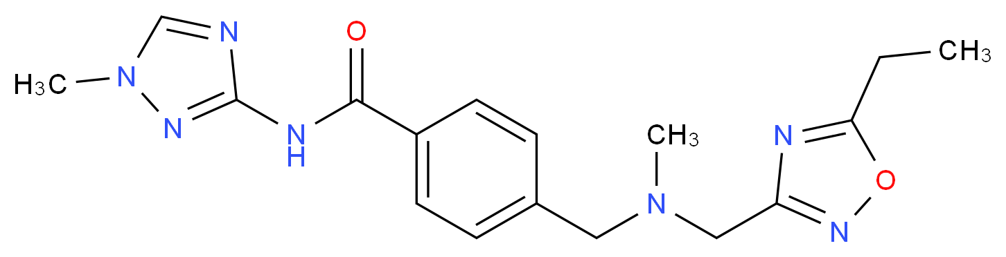 4-{[[(5-ethyl-1,2,4-oxadiazol-3-yl)methyl](methyl)amino]methyl}-N-(1-methyl-1H-1,2,4-triazol-3-yl)benzamide_Molecular_structure_CAS_)