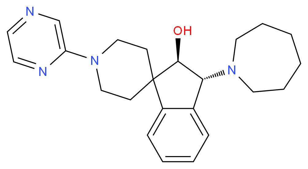 (2R*,3R*)-3-(1-azepanyl)-1'-(2-pyrazinyl)-2,3-dihydrospiro[indene-1,4'-piperidin]-2-ol_Molecular_structure_CAS_)