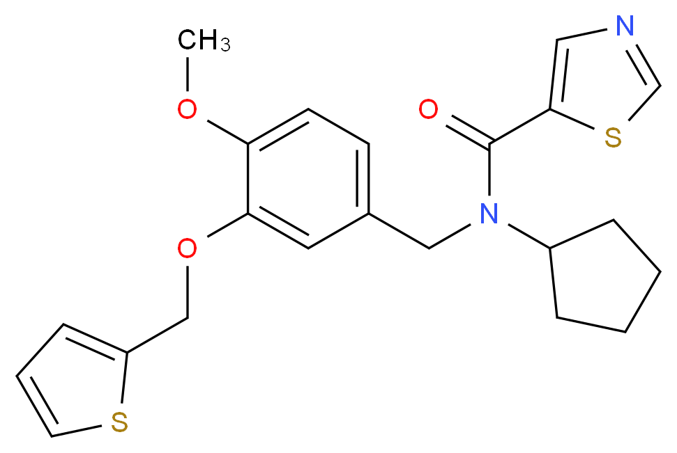 N-cyclopentyl-N-[4-methoxy-3-(2-thienylmethoxy)benzyl]-1,3-thiazole-5-carboxamide_Molecular_structure_CAS_)