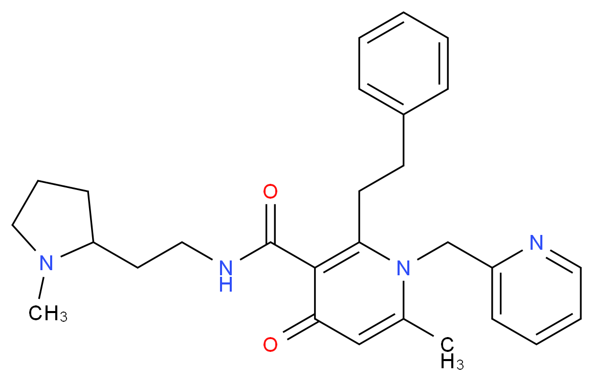 6-methyl-N-[2-(1-methyl-2-pyrrolidinyl)ethyl]-4-oxo-2-(2-phenylethyl)-1-(2-pyridinylmethyl)-1,4-dihydro-3-pyridinecarboxamide_Molecular_structure_CAS_)