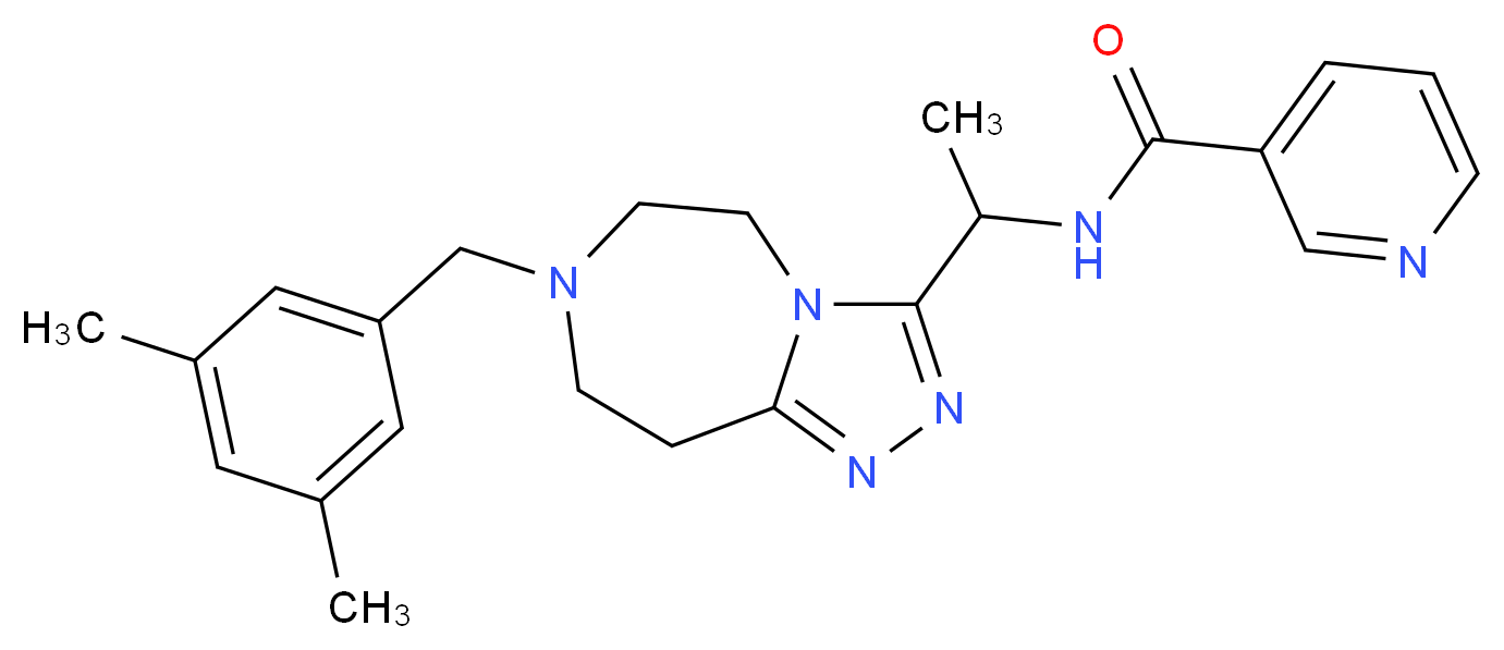 N-{1-[7-(3,5-dimethylbenzyl)-6,7,8,9-tetrahydro-5H-[1,2,4]triazolo[4,3-d][1,4]diazepin-3-yl]ethyl}nicotinamide_Molecular_structure_CAS_)