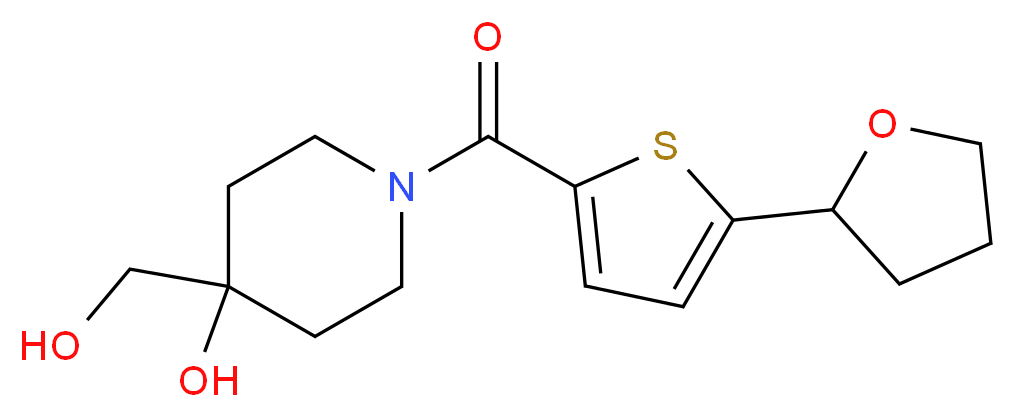 4-(hydroxymethyl)-1-{[5-(tetrahydrofuran-2-yl)-2-thienyl]carbonyl}piperidin-4-ol_Molecular_structure_CAS_)
