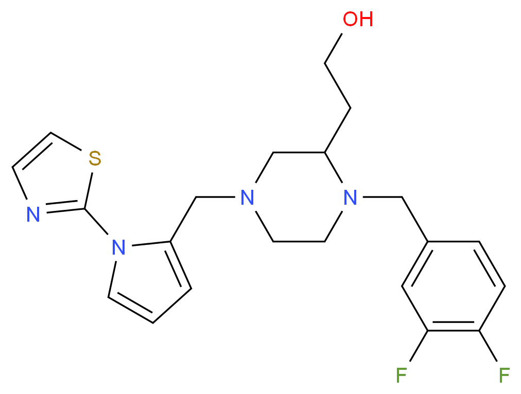2-(1-(3,4-difluorobenzyl)-4-{[1-(1,3-thiazol-2-yl)-1H-pyrrol-2-yl]methyl}-2-piperazinyl)ethanol_Molecular_structure_CAS_)