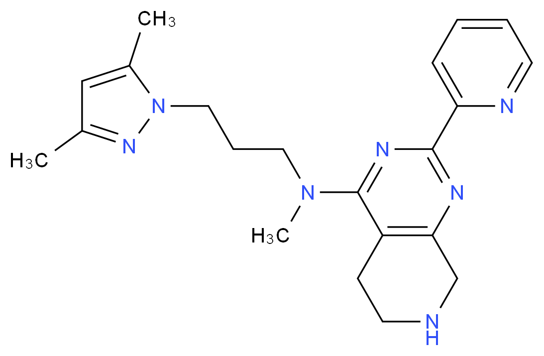 N-[3-(3,5-dimethyl-1H-pyrazol-1-yl)propyl]-N-methyl-2-pyridin-2-yl-5,6,7,8-tetrahydropyrido[3,4-d]pyrimidin-4-amine_Molecular_structure_CAS_)