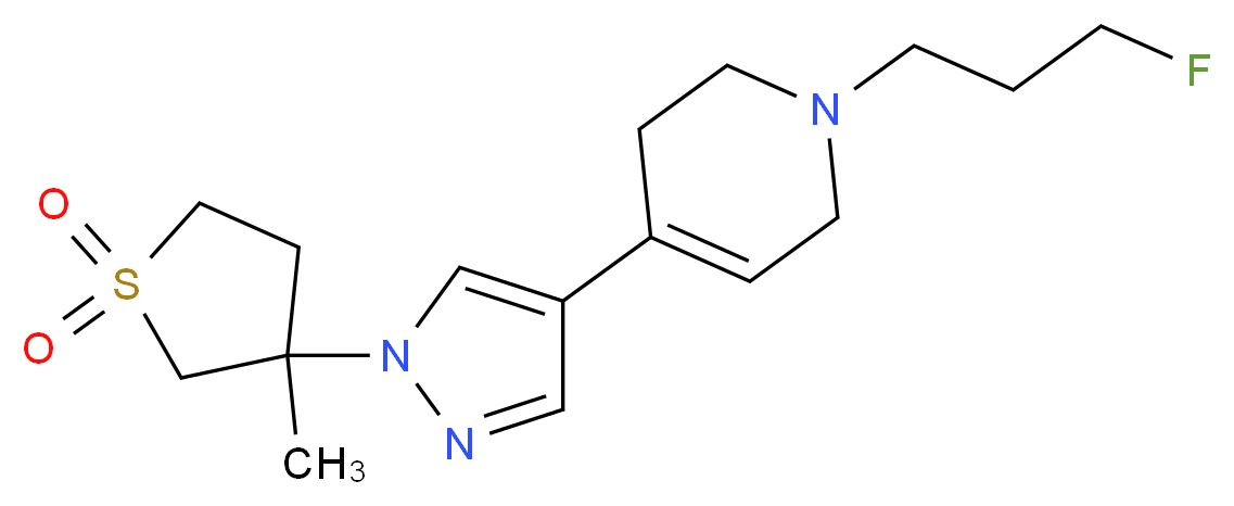 1-(3-fluoropropyl)-4-[1-(3-methyl-1,1-dioxidotetrahydro-3-thienyl)-1H-pyrazol-4-yl]-1,2,3,6-tetrahydropyridine_Molecular_structure_CAS_)