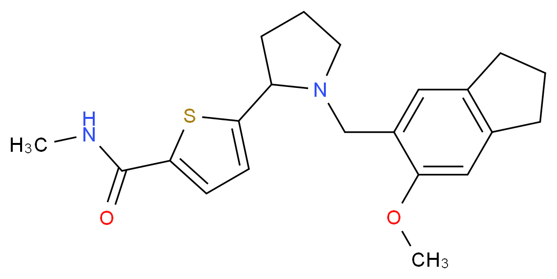 5-{1-[(6-methoxy-2,3-dihydro-1H-inden-5-yl)methyl]-2-pyrrolidinyl}-N-methyl-2-thiophenecarboxamide_Molecular_structure_CAS_)