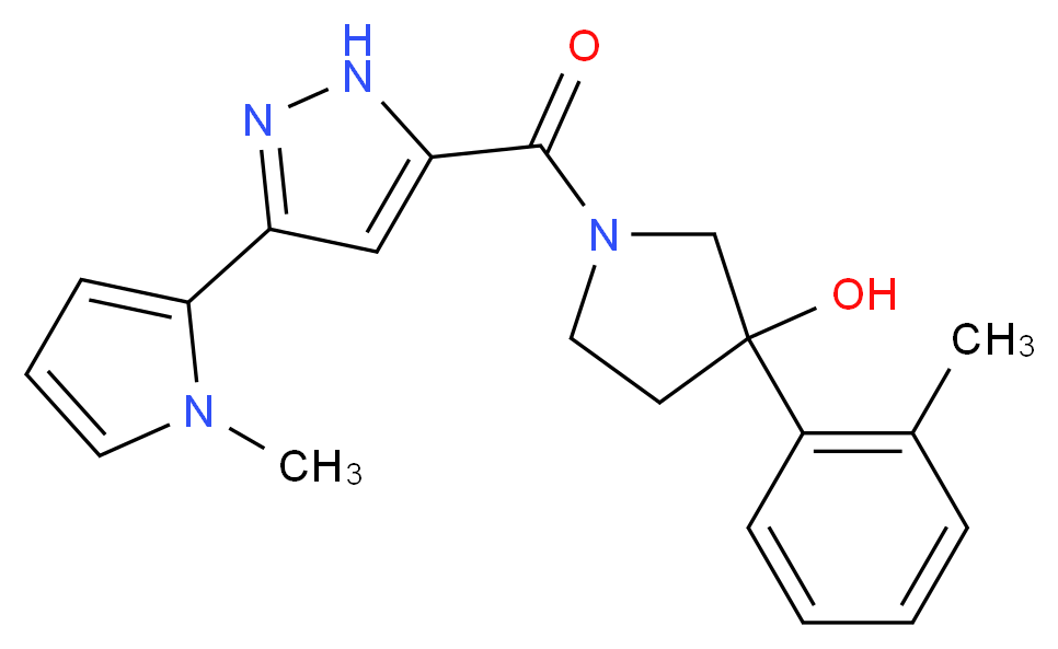 3-(2-methylphenyl)-1-{[3-(1-methyl-1H-pyrrol-2-yl)-1H-pyrazol-5-yl]carbonyl}pyrrolidin-3-ol_Molecular_structure_CAS_)