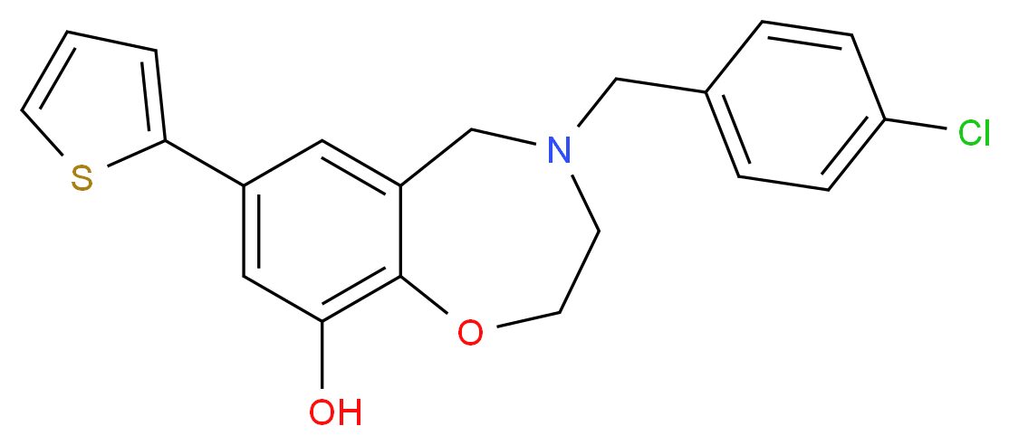 4-(4-chlorobenzyl)-7-(2-thienyl)-2,3,4,5-tetrahydro-1,4-benzoxazepin-9-ol_Molecular_structure_CAS_)