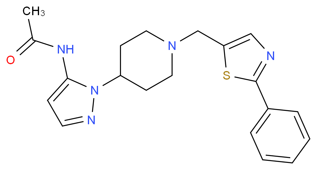 N-(1-{1-[(2-phenyl-1,3-thiazol-5-yl)methyl]-4-piperidinyl}-1H-pyrazol-5-yl)acetamide_Molecular_structure_CAS_)