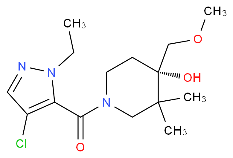 (4S)-1-[(4-chloro-1-ethyl-1H-pyrazol-5-yl)carbonyl]-4-(methoxymethyl)-3,3-dimethyl-4-piperidinol_Molecular_structure_CAS_)