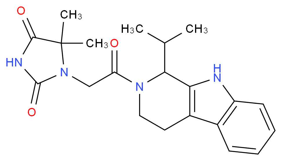 1-[2-(1-isopropyl-1,3,4,9-tetrahydro-2H-beta-carbolin-2-yl)-2-oxoethyl]-5,5-dimethylimidazolidine-2,4-dione_Molecular_structure_CAS_)