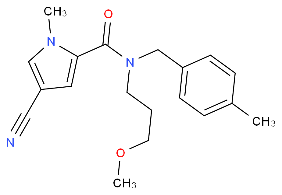 4-cyano-N-(3-methoxypropyl)-1-methyl-N-(4-methylbenzyl)-1H-pyrrole-2-carboxamide_Molecular_structure_CAS_)