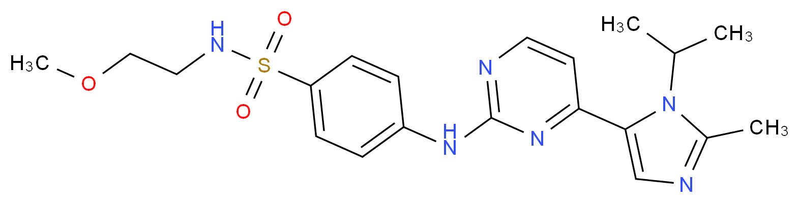 N-(2-METHOXYETHYL)-4-({4-[2-METHYL-1-(1-METHYLETHYL)-1H-IMIDAZOL-5-YL]PYRIMIDIN-2-YL}AMINO)BENZENESULFONAMIDE_Molecular_structure_CAS_)