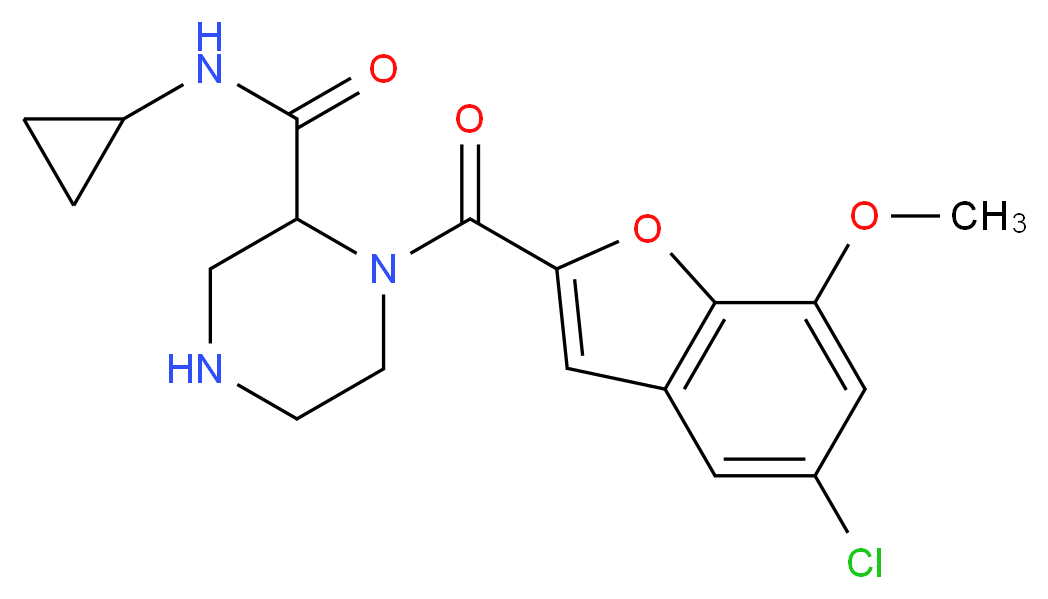 1-[(5-chloro-7-methoxy-1-benzofuran-2-yl)carbonyl]-N-cyclopropyl-2-piperazinecarboxamide_Molecular_structure_CAS_)