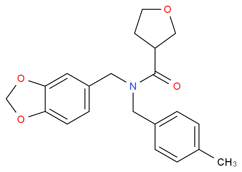 N-(1,3-benzodioxol-5-ylmethyl)-N-(4-methylbenzyl)tetrahydrofuran-3-carboxamide_Molecular_structure_CAS_)