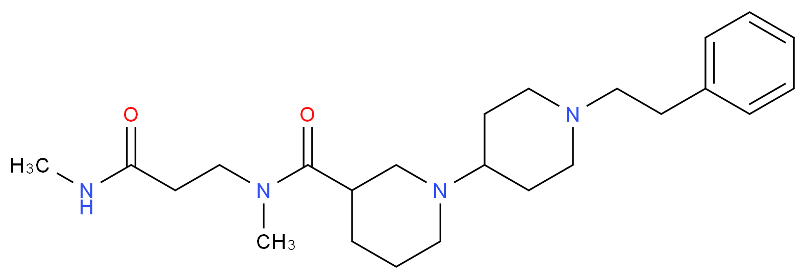 N-methyl-N-[3-(methylamino)-3-oxopropyl]-1'-(2-phenylethyl)-1,4'-bipiperidine-3-carboxamide _Molecular_structure_CAS_)