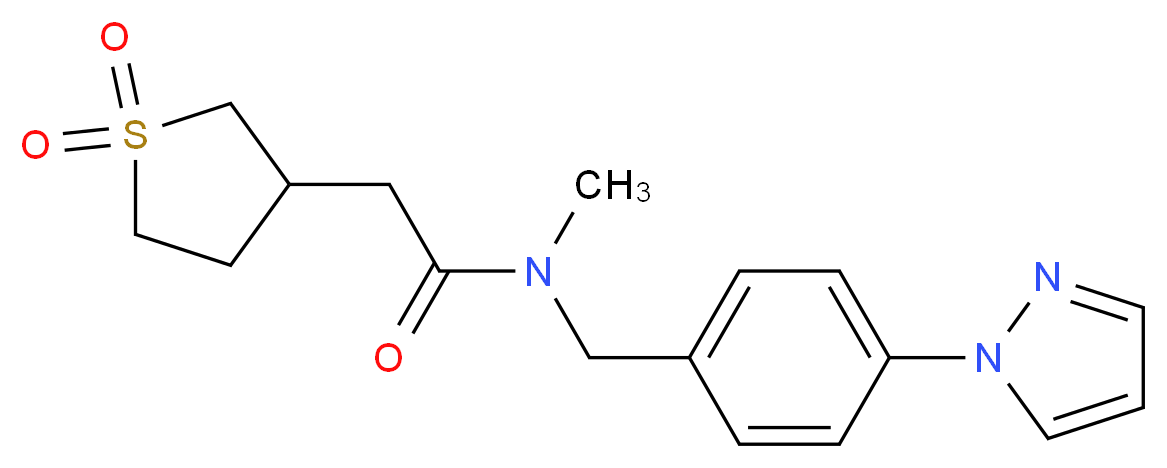 2-(1,1-dioxidotetrahydro-3-thienyl)-N-methyl-N-[4-(1H-pyrazol-1-yl)benzyl]acetamide_Molecular_structure_CAS_)
