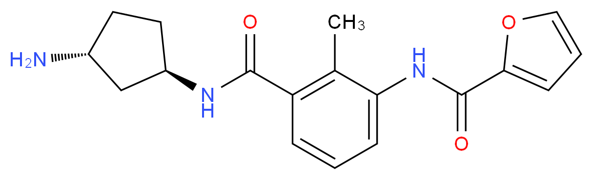 N-[3-({[(1R*,3R*)-3-aminocyclopentyl]amino}carbonyl)-2-methylphenyl]-2-furamide_Molecular_structure_CAS_)