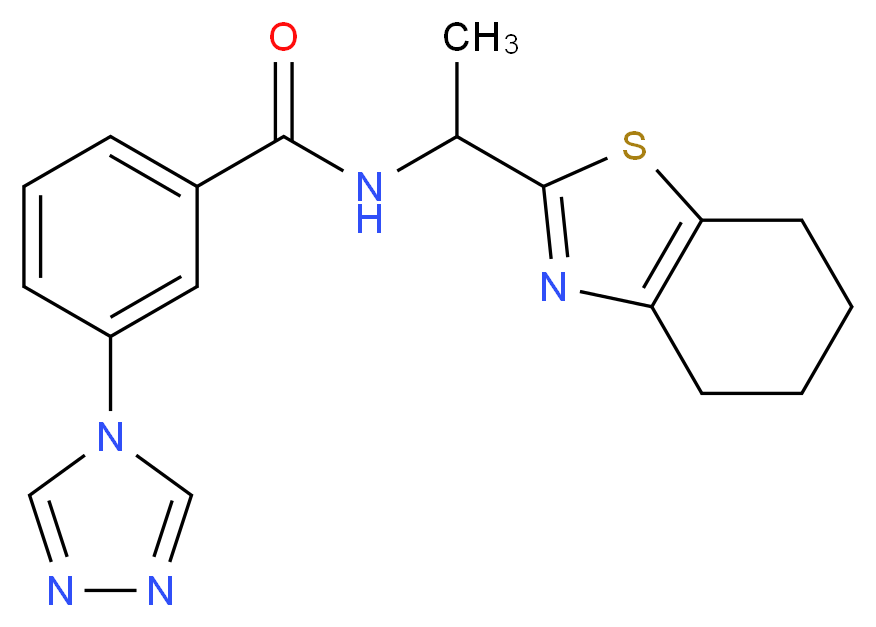 N-[1-(4,5,6,7-tetrahydro-1,3-benzothiazol-2-yl)ethyl]-3-(4H-1,2,4-triazol-4-yl)benzamide_Molecular_structure_CAS_)