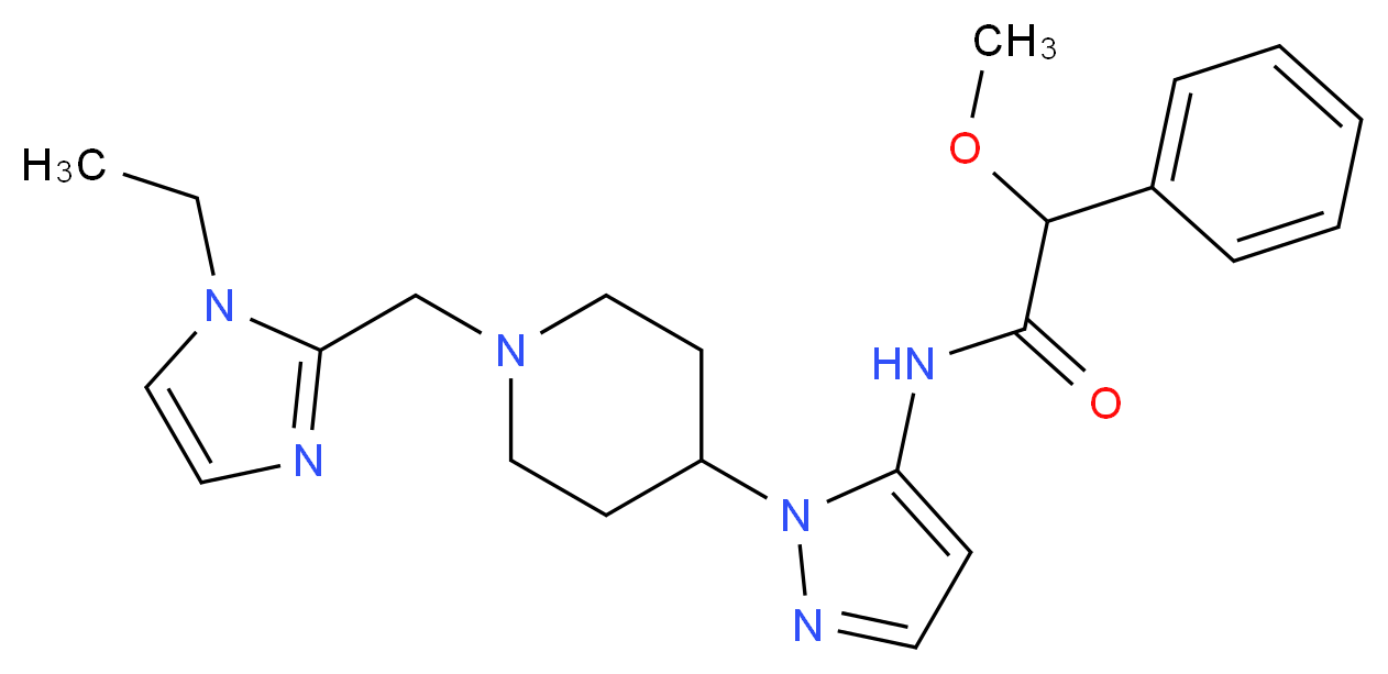 N-(1-{1-[(1-ethyl-1H-imidazol-2-yl)methyl]-4-piperidinyl}-1H-pyrazol-5-yl)-2-methoxy-2-phenylacetamide_Molecular_structure_CAS_)