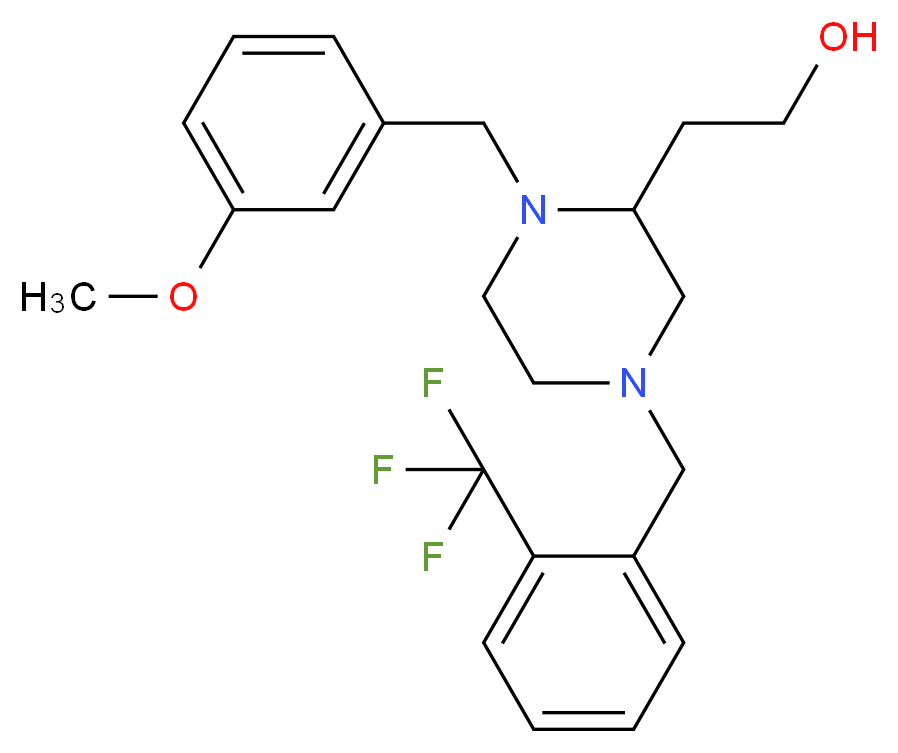 2-{1-(3-methoxybenzyl)-4-[2-(trifluoromethyl)benzyl]-2-piperazinyl}ethanol_Molecular_structure_CAS_)