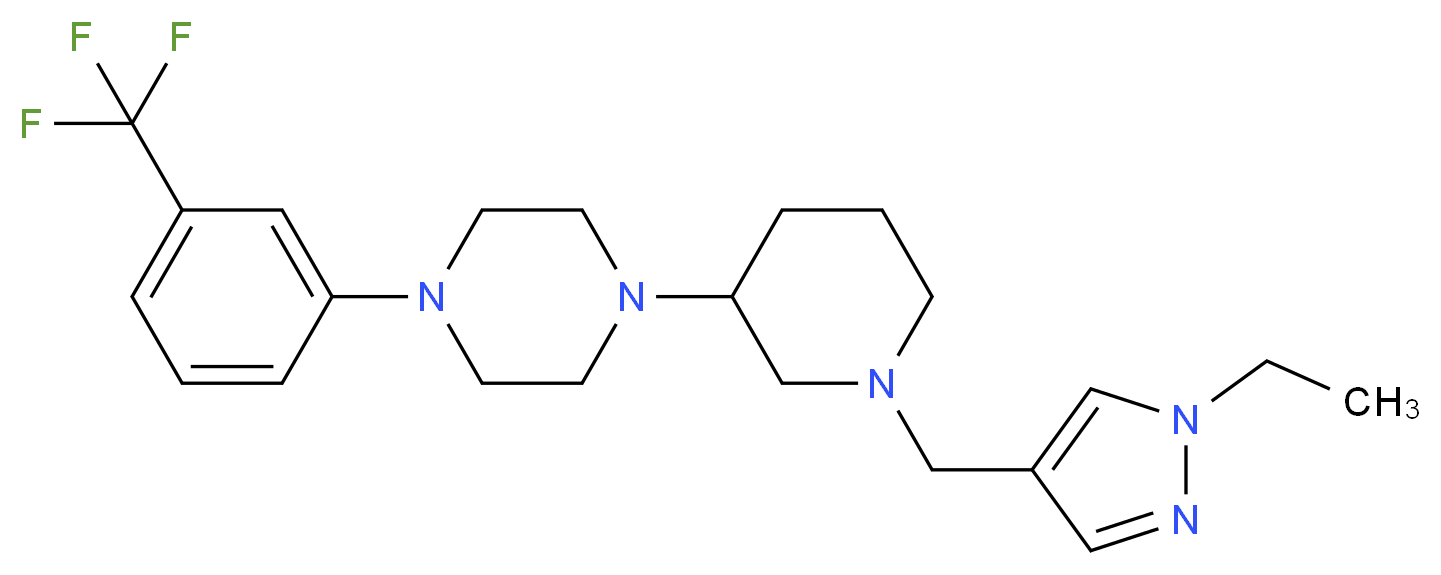 1-{1-[(1-ethyl-1H-pyrazol-4-yl)methyl]-3-piperidinyl}-4-[3-(trifluoromethyl)phenyl]piperazine_Molecular_structure_CAS_)