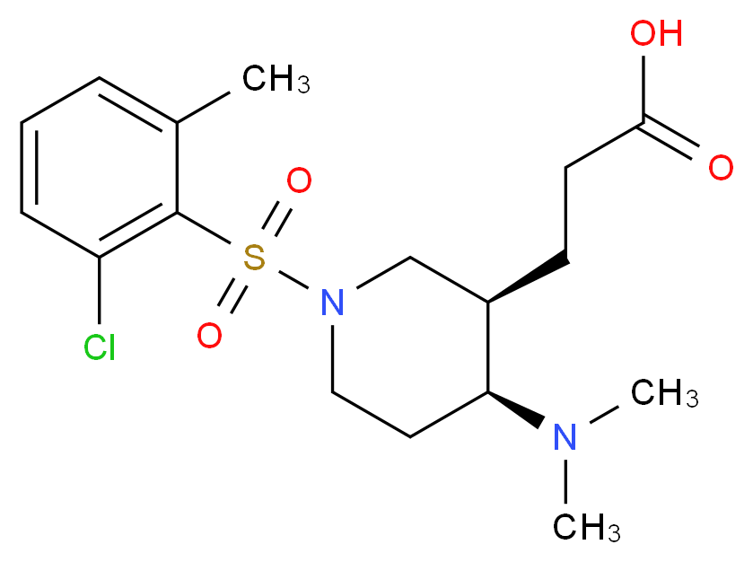 3-[(3R*,4S*)-1-[(2-chloro-6-methylphenyl)sulfonyl]-4-(dimethylamino)piperidin-3-yl]propanoic acid_Molecular_structure_CAS_)