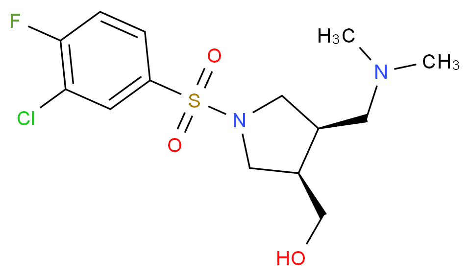 {(3R*,4R*)-1-[(3-chloro-4-fluorophenyl)sulfonyl]-4-[(dimethylamino)methyl]-3-pyrrolidinyl}methanol_Molecular_structure_CAS_)