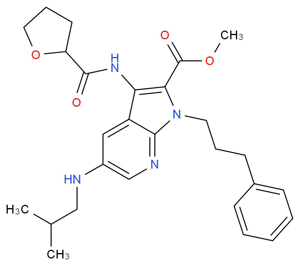 methyl 5-(isobutylamino)-1-(3-phenylpropyl)-3-[(tetrahydro-2-furanylcarbonyl)amino]-1H-pyrrolo[2,3-b]pyridine-2-carboxylate_Molecular_structure_CAS_)