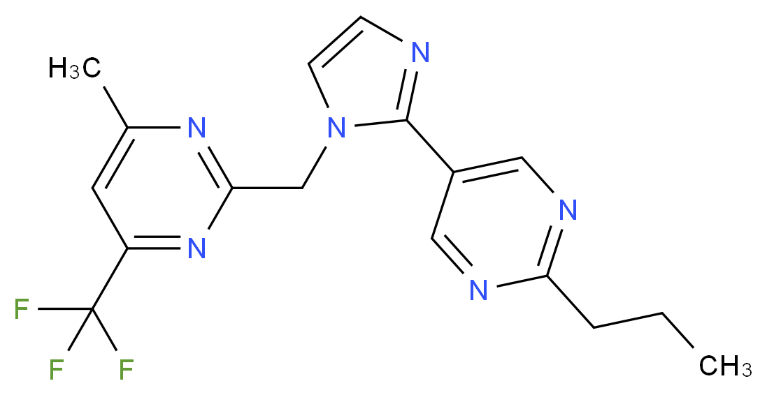 4-methyl-2-{[2-(2-propylpyrimidin-5-yl)-1H-imidazol-1-yl]methyl}-6-(trifluoromethyl)pyrimidine_Molecular_structure_CAS_)