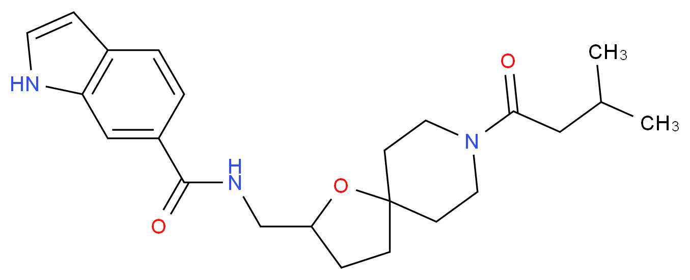N-{[8-(3-methylbutanoyl)-1-oxa-8-azaspiro[4.5]dec-2-yl]methyl}-1H-indole-6-carboxamide_Molecular_structure_CAS_)