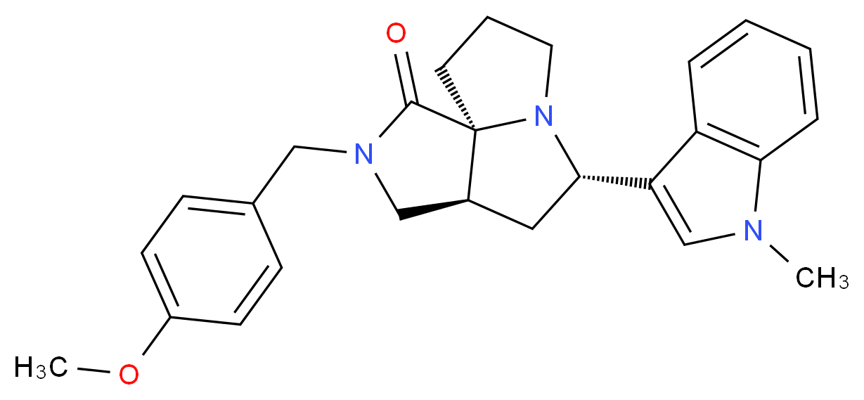 (3aS*,5S*,9aS*)-2-(4-methoxybenzyl)-5-(1-methyl-1H-indol-3-yl)hexahydro-7H-pyrrolo[3,4-g]pyrrolizin-1(2H)-one_Molecular_structure_CAS_)