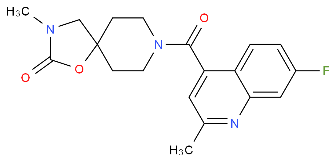 8-[(7-fluoro-2-methylquinolin-4-yl)carbonyl]-3-methyl-1-oxa-3,8-diazaspiro[4.5]decan-2-one_Molecular_structure_CAS_)